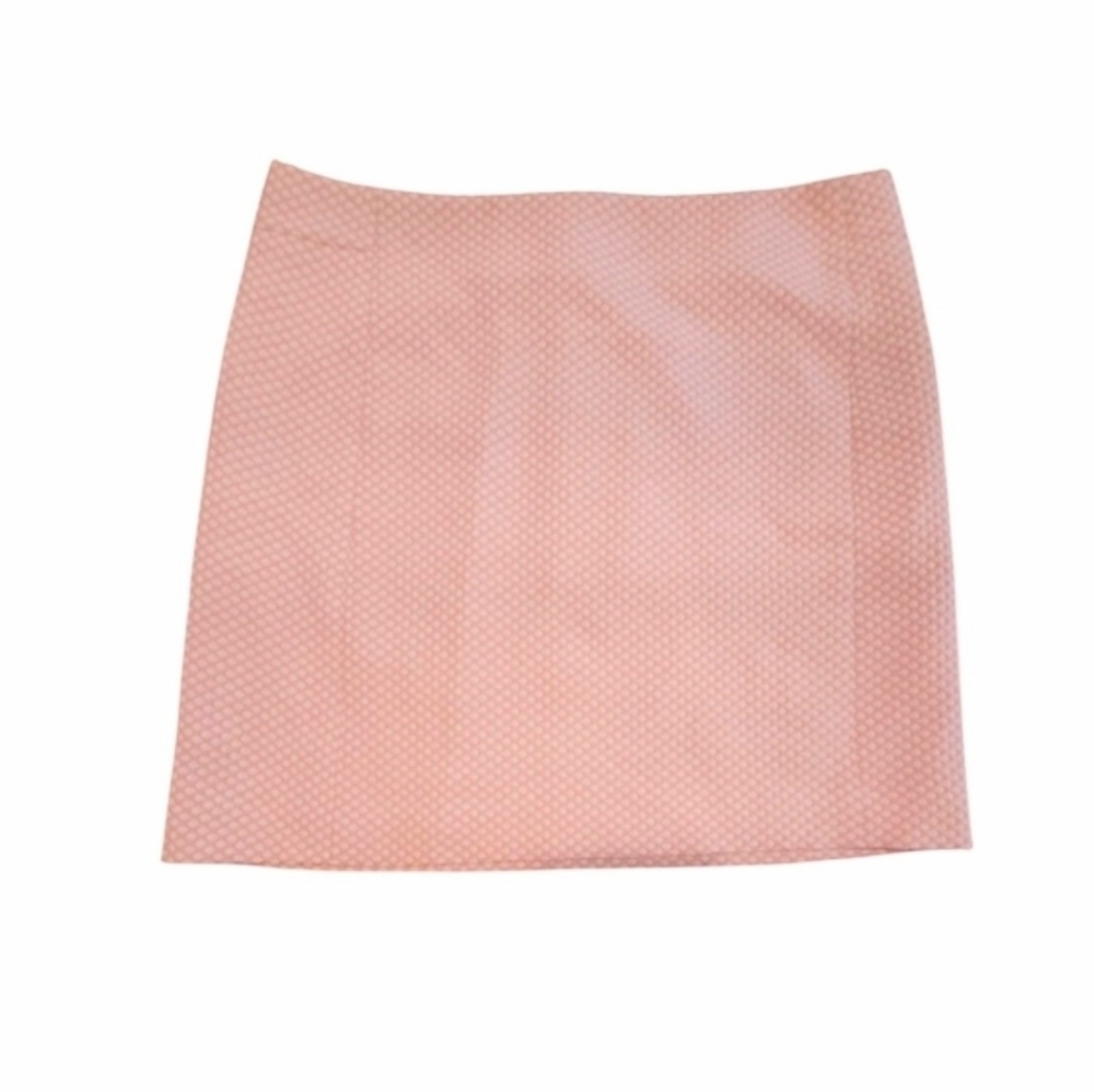 Ann Taylor LOFT Dainty Pink and White Polka Dot Stretchy Mini Skirt Size 14
